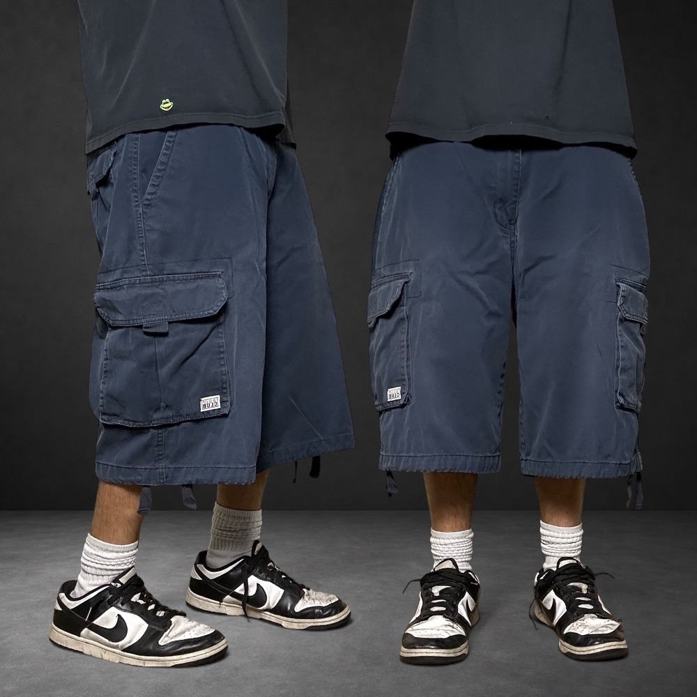 Pro Club Baggy Cargo Shorts Navy Blue Skater Y2K 90s Vintage Size 38